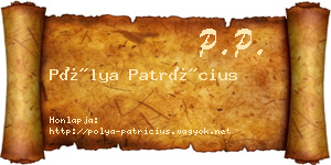 Pólya Patrícius névjegykártya